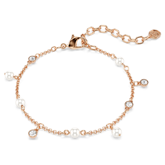 swarovski سوار imber، لؤلؤ كريستالي، قطع مستدير، لون أبيض، لمسة نهائية من الذهب الوردي عيار 18 قيراط