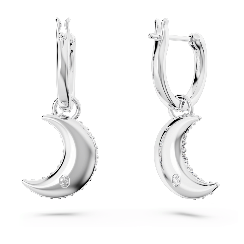 swarovski أقراط متدلية sublima، على شكل هلال، لون أبيض، طلاء روديوم