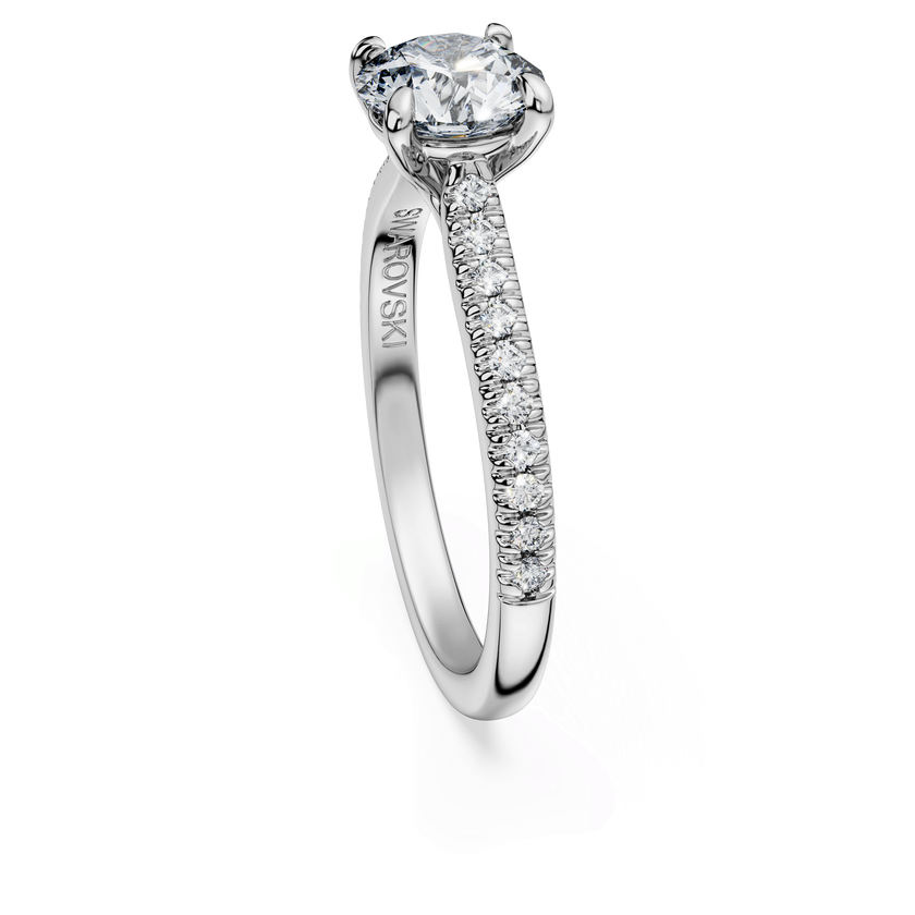 swarovski خاتم سوليتير eternity، ألماس مُصنع في المختبر بإجمالي 1 2 قيراط، شكل دائري، ذهب أبيض عيار 18