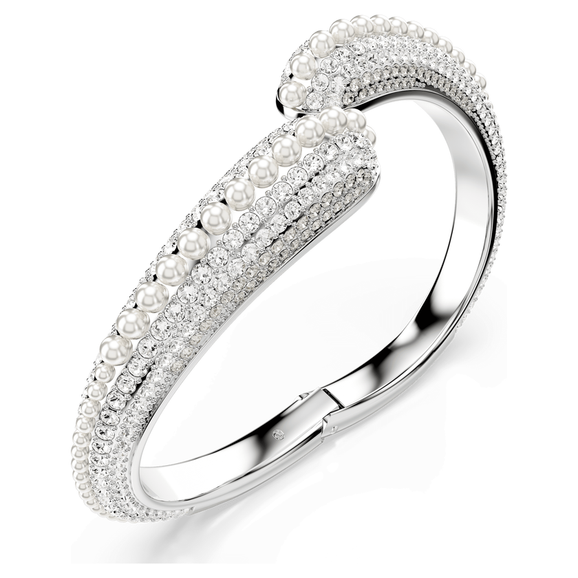 swarovski سوار sublima، لآلئ كريستال، قطع مستدير، لون أبيض، طلاء روديوم