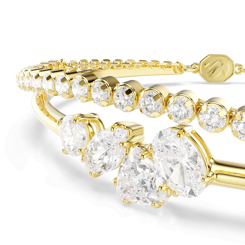 swarovski سوار mesmera، قطع متنوع، لون أبيض، لمسة نهائية من الذهب عيار 18 قيراط