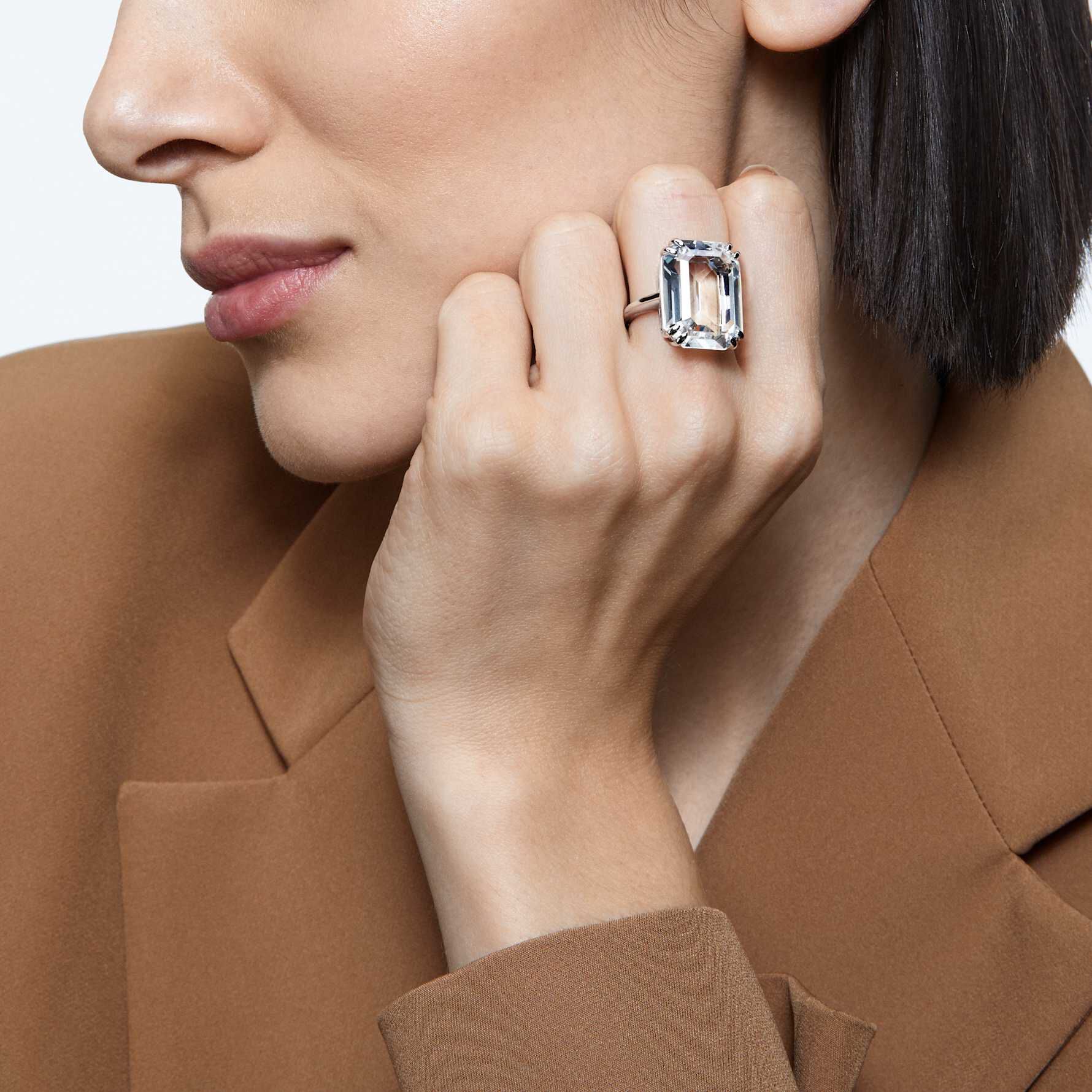 swarovski خاتم mesmera كوكتيل، لون أبيض، طلاء روديوم