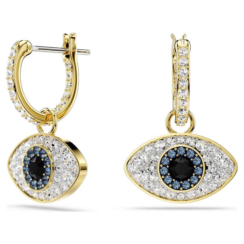 swarovski أقراط متدلية symbolica، عين الحسود، لون أزرق، طلاء باللون الذهبي