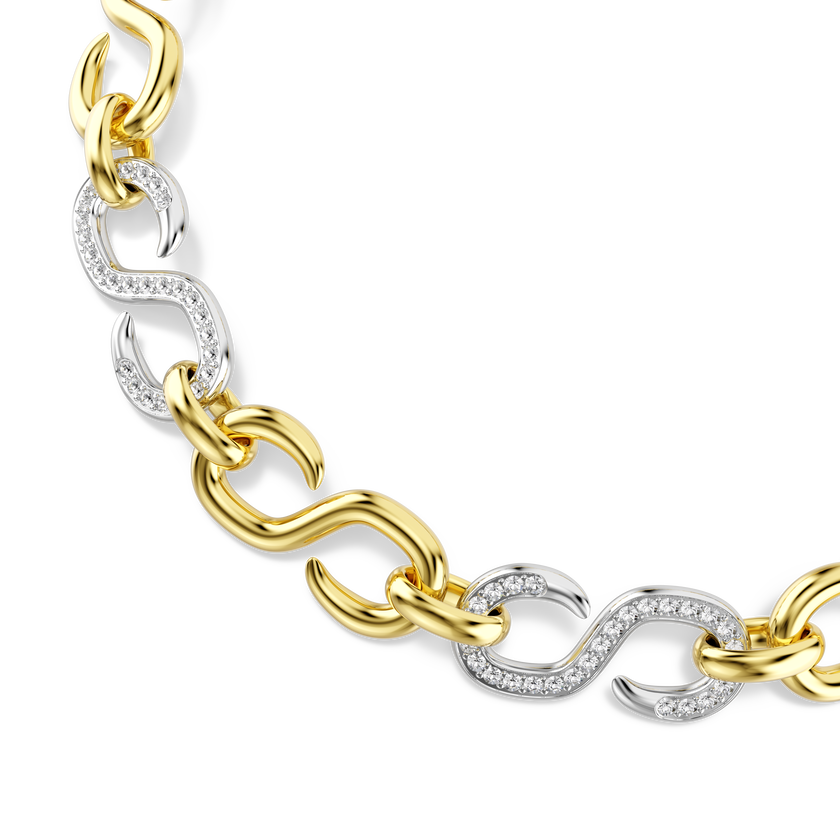 swarovski عقد dextera، قطع مستدير، سلسلة، لون أبيض، لمسة نهائية من معادن مختلطة
