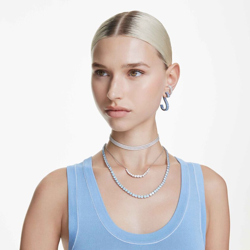 swarovski حِلى للأذن matrix، قطع مستدير، لون أبيض، طلاء روديوم