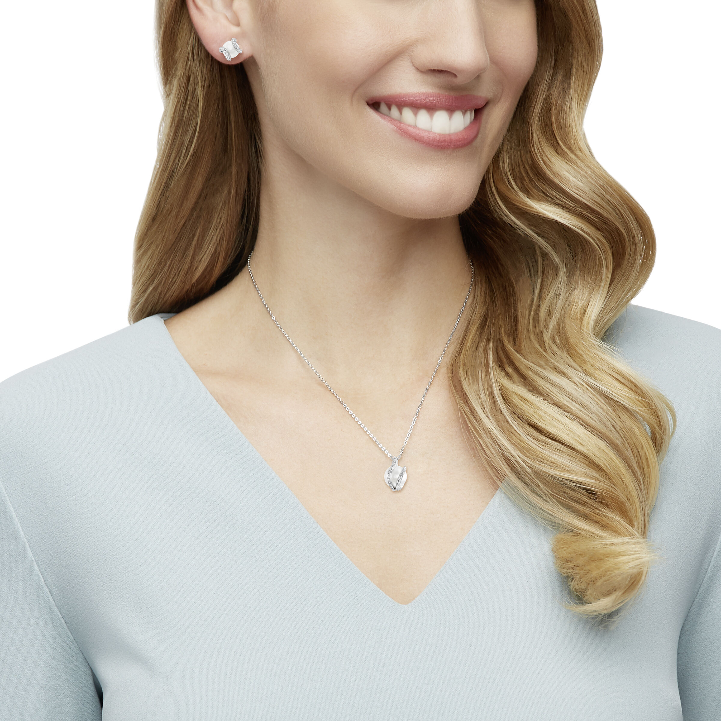 swarovski طقم nude، لون أبيض، طلاء روديوم