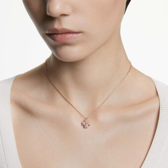 swarovski قلادة latisha، شكل زهرة، لون وردي، لمسة نهائية من الذهب الوردي عيار 18 قيراط