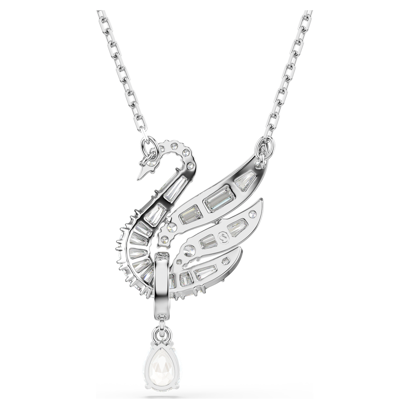 swarovski قلادة swan vienna، شكل بجعة، لون أبيض، طلاء روديوم