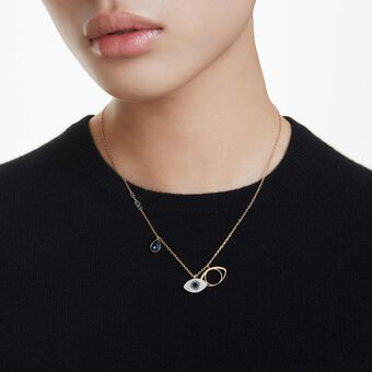 قلادة Symbolica، عين الحسود، لون أزرق، طلاء باللون الذهبي swarovski قلادة symbolica، عين الحسود، لون أزرق، طلاء باللون الذهبي