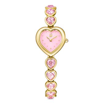swarovski idyllia heart watch  crystal bracelet  pink  gold tone finish
