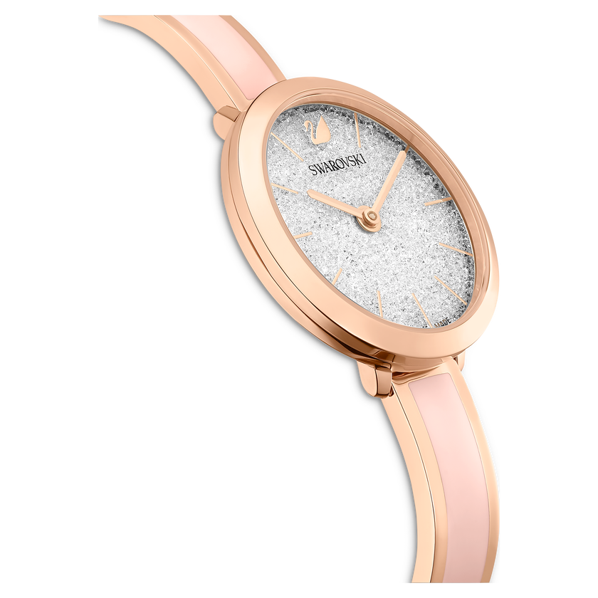swarovski ساعة crystalline delight، سوار معدني، لون وردي، لمسة نهائية باللون الذهبي الوردي