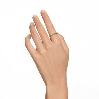 swarovski خاتم matrix، قطع مستدير، لون أخضر، طلاء بلون ذهبي