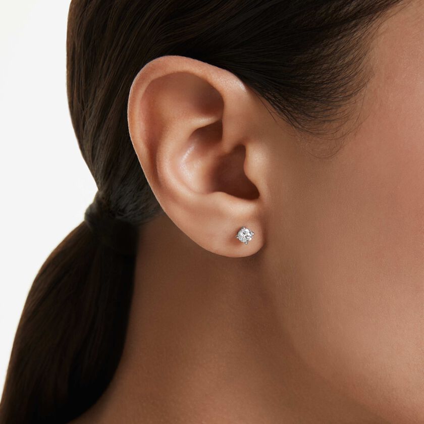 swarovski أقراط دبوسية eternity، أحجار ألماس مُصنعة في المختبر بإجمالي 0 52 قيراط، شكل دائري، فضة إسترليني