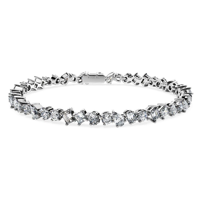 swarovski سوار تنس galaxy، أحجار ألماس مُصنعة في المختبر بإجمالي 5 قيراط، ذهب أبيض عيار 18