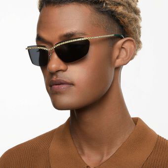 swarovski نظارة شمسية، شكل مستطيل، sk7001el، لون أسود