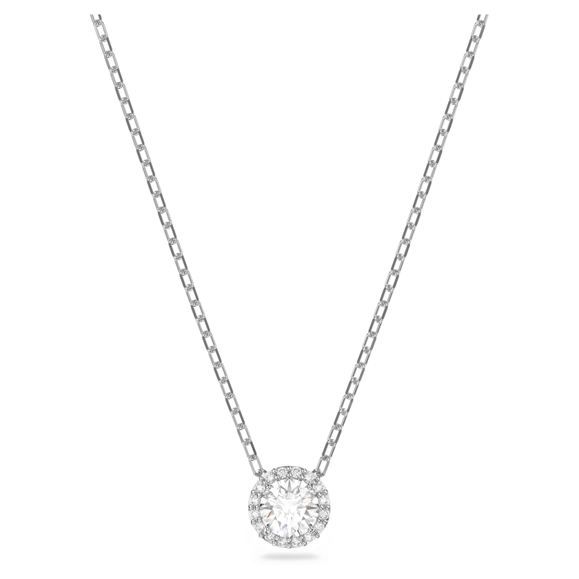 swarovski قلادة angelic بحلية متدلية مستديرة، لون أبيض، طلاء روديوم