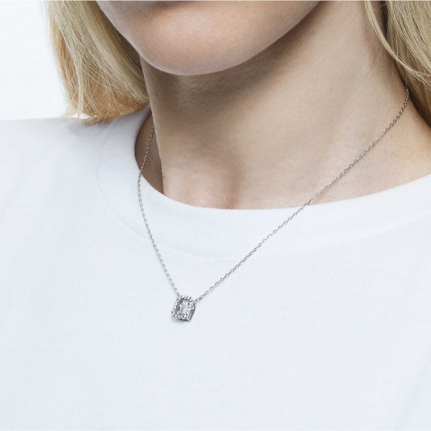 swarovski عقد una، قطع مثمن، لون أبيض، طلاء بلون روديوم