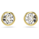 Imber stud earrings, Round cut, White, Gold-tone plated