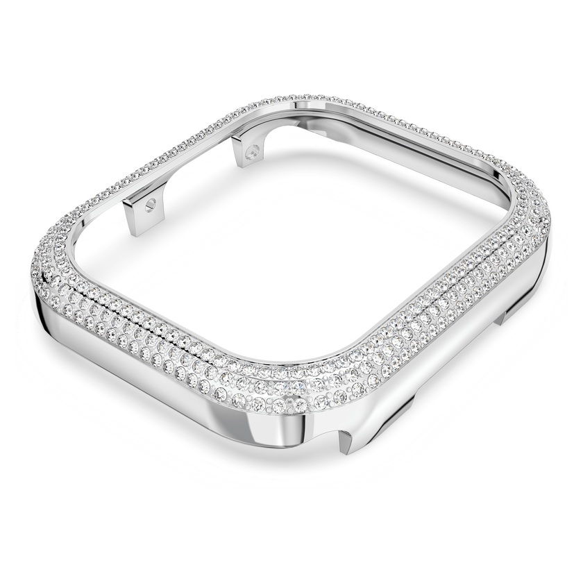 swarovski حافظة sparkling، متوافقة مع ساعة  apple إصدار 7، 41 مم، لون فضي