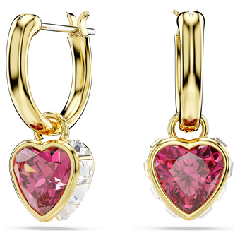swarovski أقراط متدلية chroma، شكل قلب، لون أحمر، طلاء بلون ذهبي