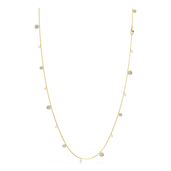 swarovski سلسلة una angelic، لآلئ كريستال، قطع مستدير، لون أبيض، طلاء باللون الذهبي