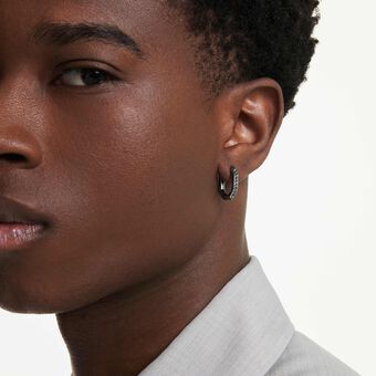 swarovski أقراط حلقية dextera، شكل مثمن، قطع مستدير، لون أبيض، طلاء روثينيوم