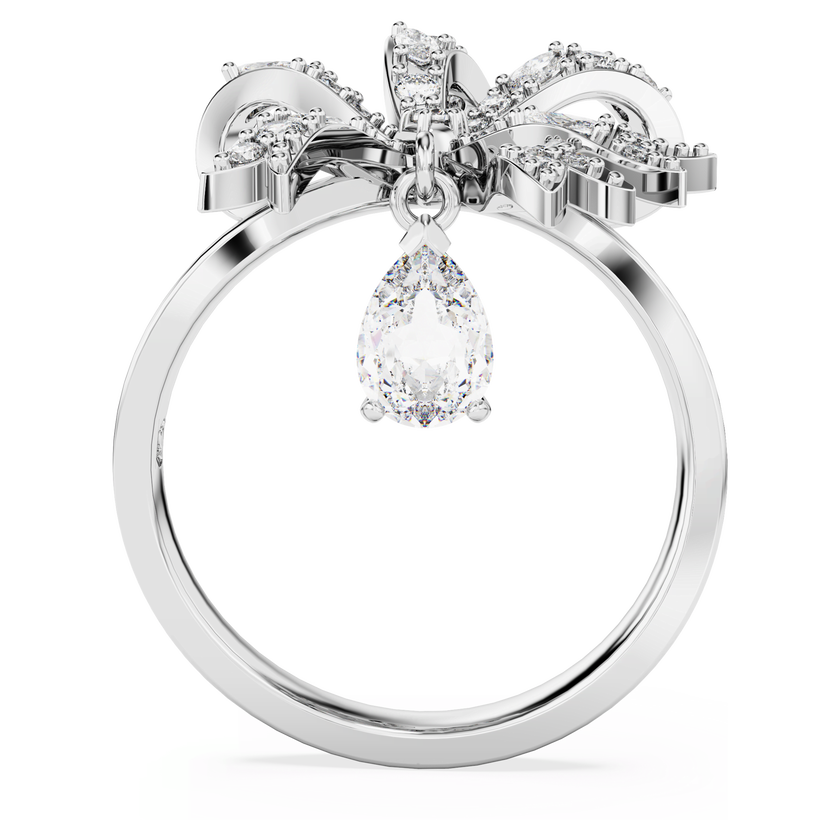swarovski خاتم volta كوكتيل، على شكل أنشوطة، حجم صغير، لون أبيض، طلاء روديوم