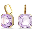 swarovski أقراط متدلية millenia، قطع مربع، لون أرجواني، لمسة نهائية من الذهب عيار 18 قيراط