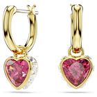 swarovski أقراط متدلية chroma، شكل قلب، لون أحمر، طلاء بلون ذهبي