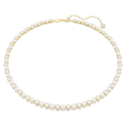 swarovski عقد matrix tennis، لآلئ كريستال، قطع مستدير، لون أبيض، طلاء باللون الذهبي