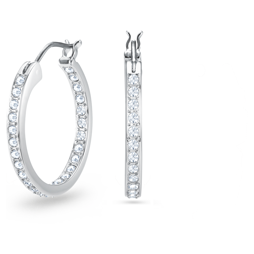 swarovski أقراط حلقية sommerset، لون أبيض، طلاء روديوم