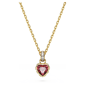 swarovski قلادة chroma، على شكل قلب، لون أحمر، طلاء بلون ذهبي