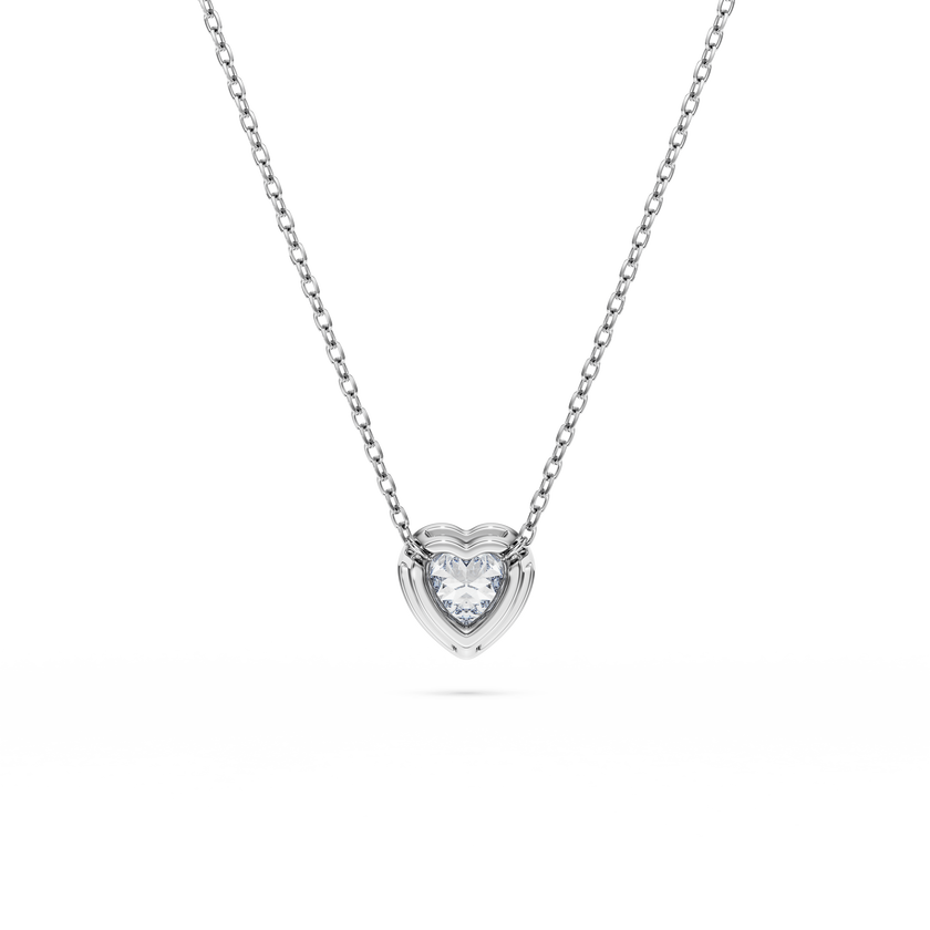 swarovski قلادة eternity، ألماس مُصنع في المختبر إجمالي 0 5 قيراط، شكل قلب، فضة استرليني