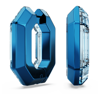 swarovski أقراط حلقية lucent، شكل مثمن، حجم صغير، لون أزرق