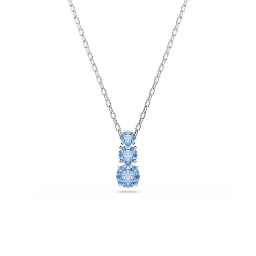 swarovski قلادة stilla attract، قطع مُستدير، لون أزرق، طلاء روديوم