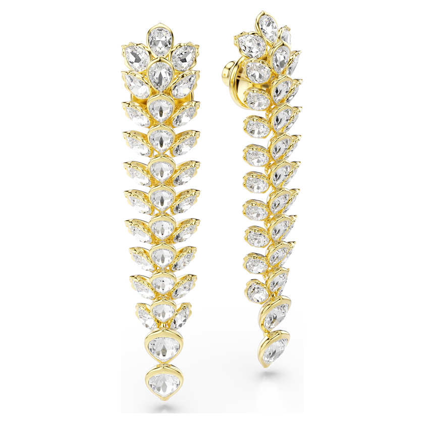 swarovski أقراط متدلية idyllia، قطع متنوع، تصميم طويل، لون أبيض، طلاء باللون الذهبي
