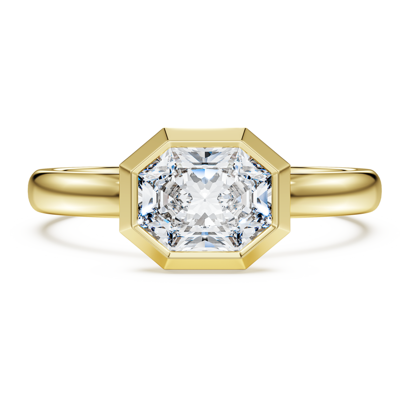swarovski octagon bezel ring  lab grown diamonds 1 0 ct tw  octagon shape  18k yellow gold