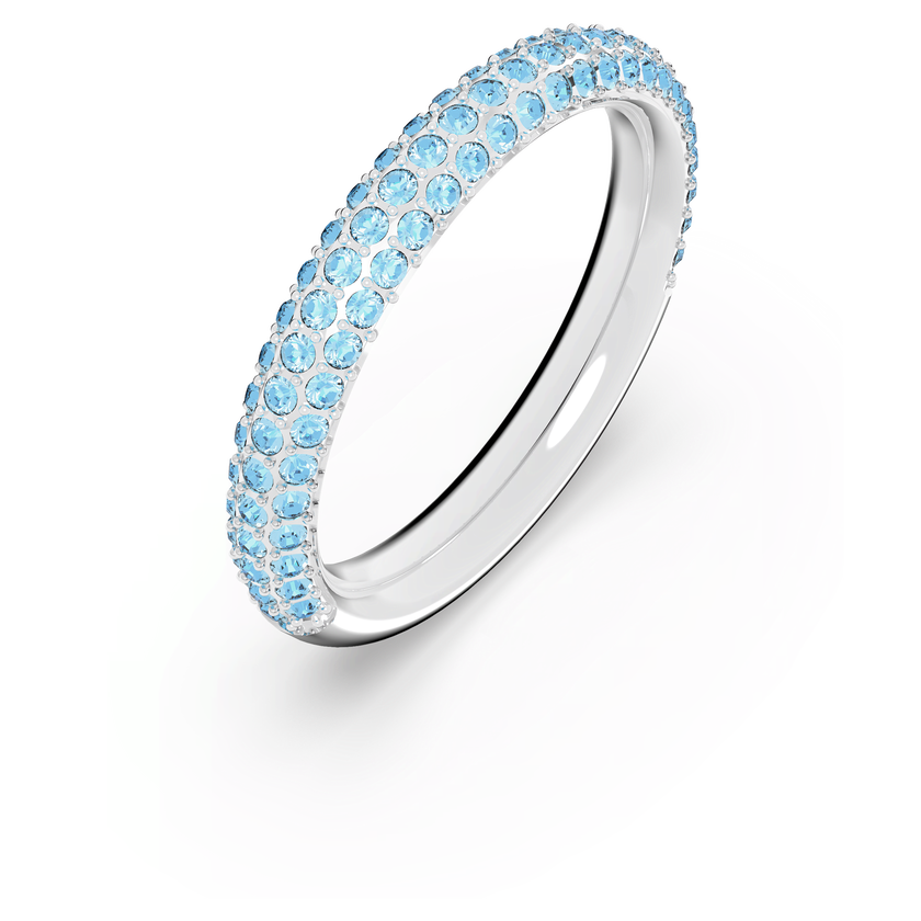 swarovski خاتم stone، لون أزرق، طلاء روديوم