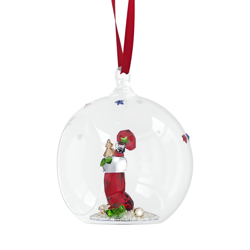 swarovski holiday cheers، زينة شكل كرة بجورب وحلوى