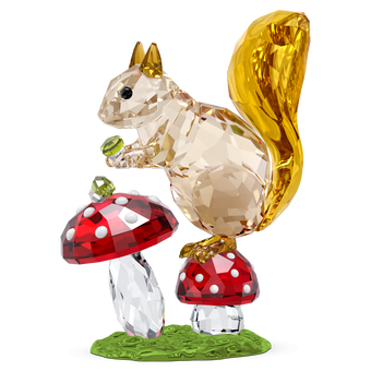 swarovski مجسم idyllia على شكل سنجاب وثمرتي فطر