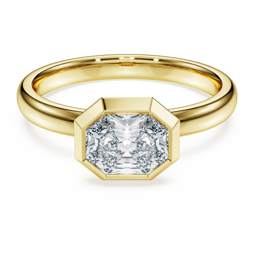 swarovski octagon bezel ring  lab grown diamonds 1 0 ct tw  octagon shape  18k yellow gold