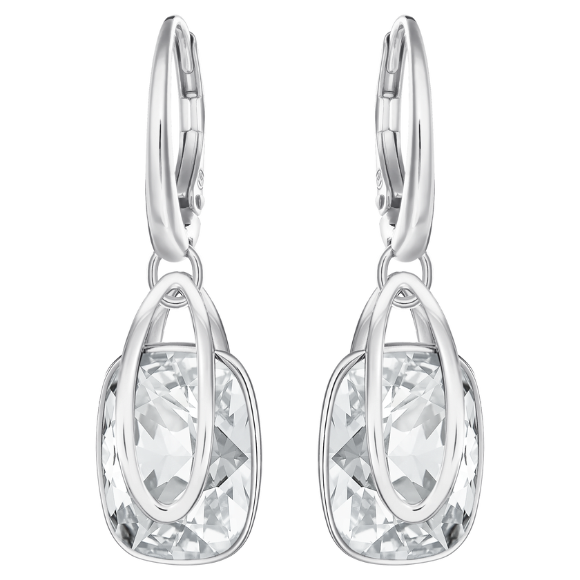 swarovski أقراط متدلية holding، لون أبيض، طلاء روديوم