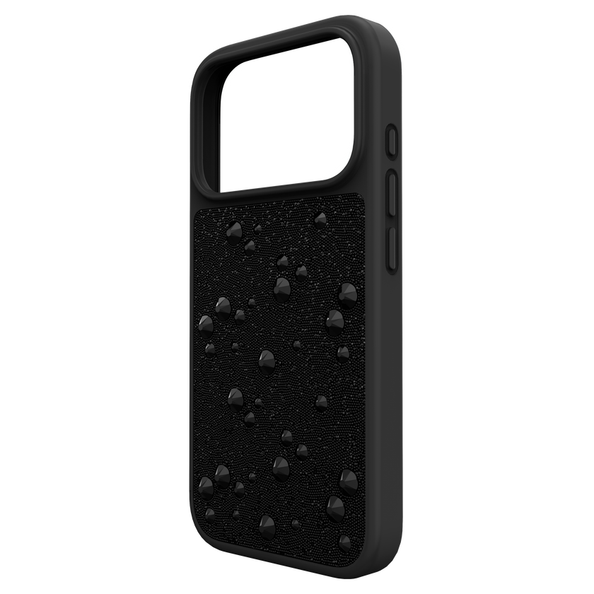 swarovski حافظة high للهاتف الذكي، كريستالات مسطحة من الخلف، iphone  17 pro، لون أسود