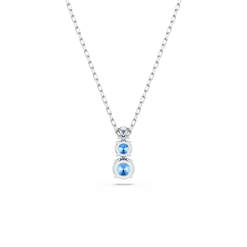 swarovski قلادة stilla attract، قطع مُستدير، لون أزرق، طلاء روديوم