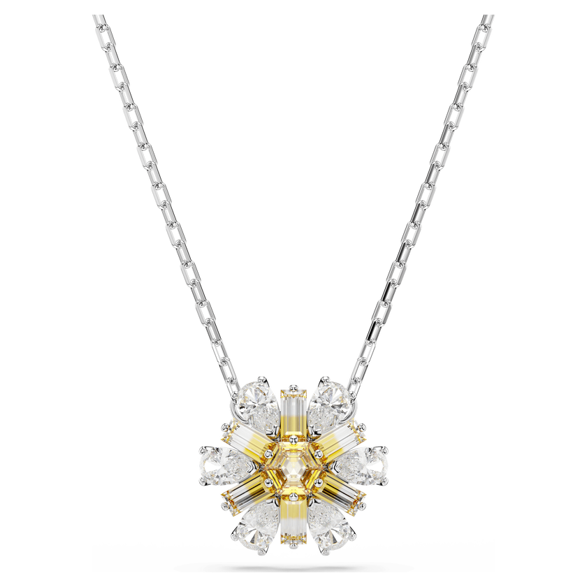 swarovski قلادة idyllia، على شكل زهرة، لون أصفر، طلاء روديوم