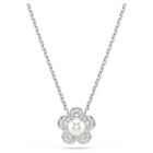 ariana grande x swarovski pendant  round cut  flower  white  rhodium plated