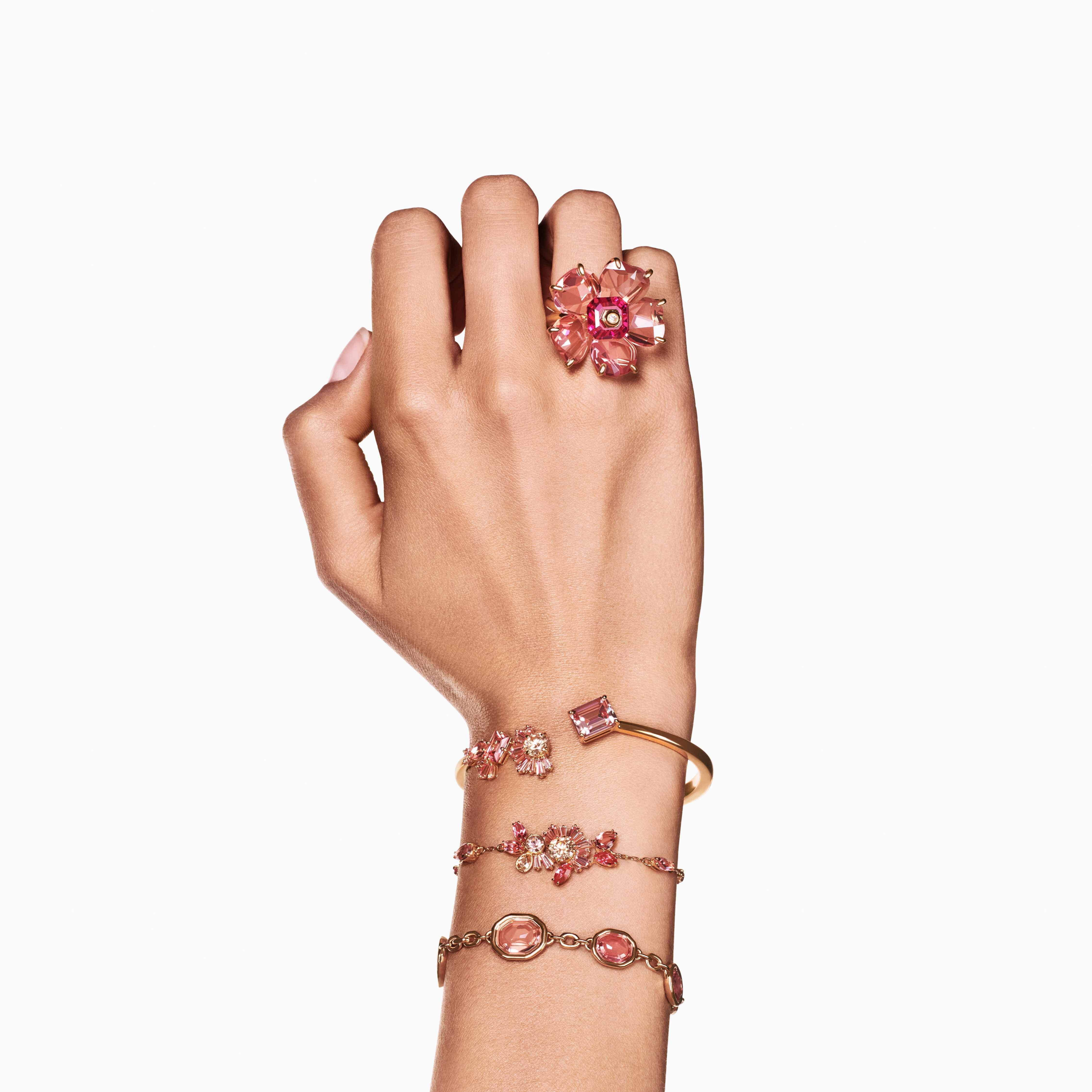 swarovski سوار gema، قطع متنوع، لون وردي، طلاء بلون ذهبي