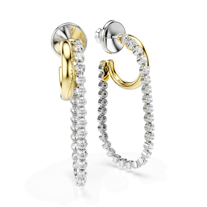 swarovski أقراط hyperbola، قطع مستدير، لون أبيض، لمسة نهائية من معادن مختلطة