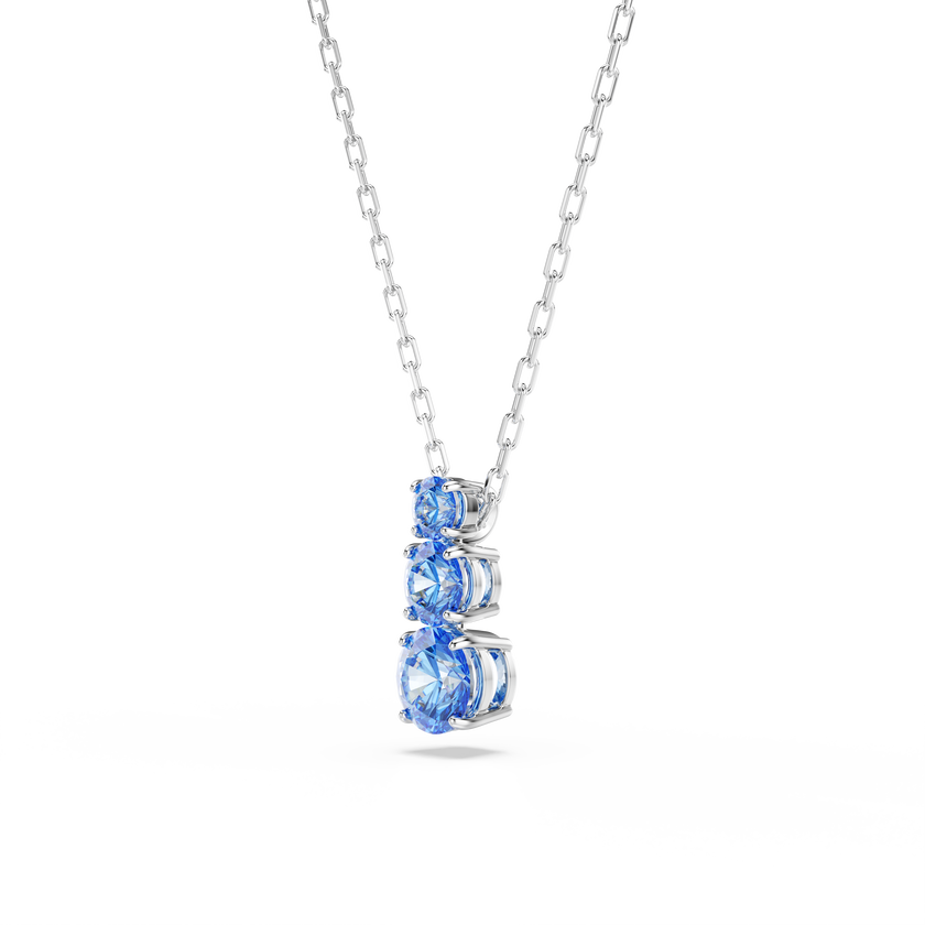 swarovski قلادة stilla attract، قطع مُستدير، لون أزرق، طلاء روديوم