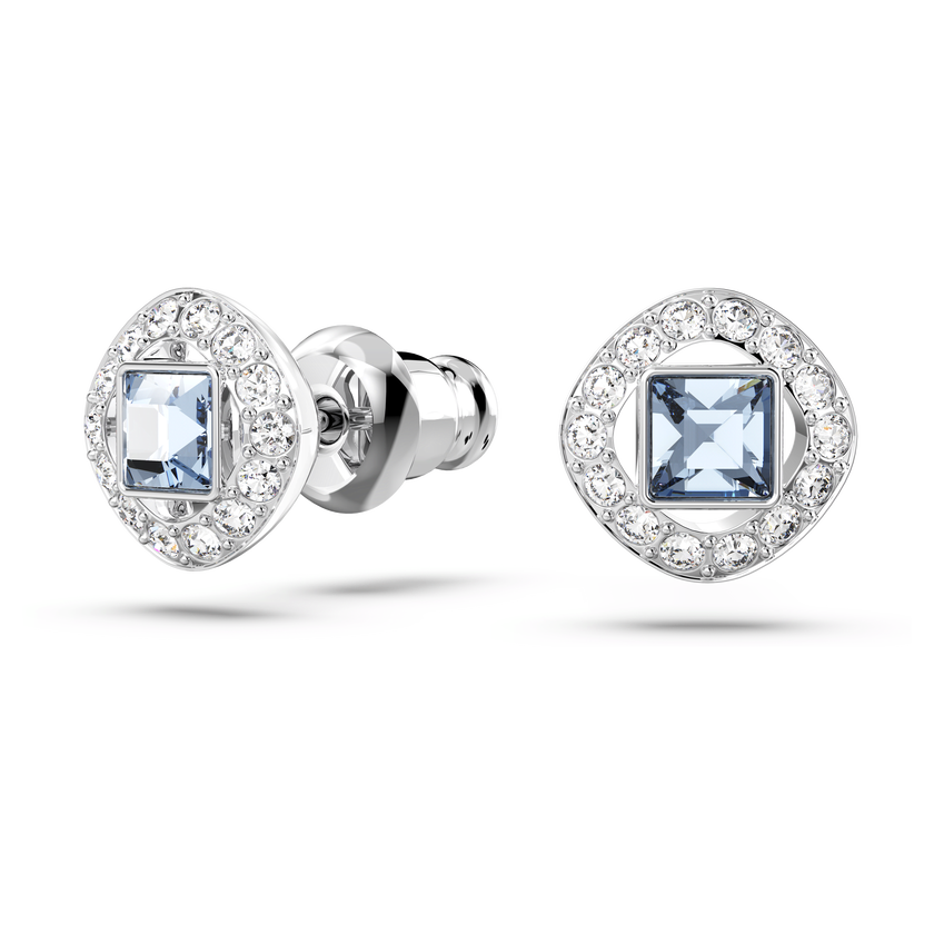 swarovski أقراط angelic دبوسية، قطع مربع، لون أزرق، طلاء روديوم